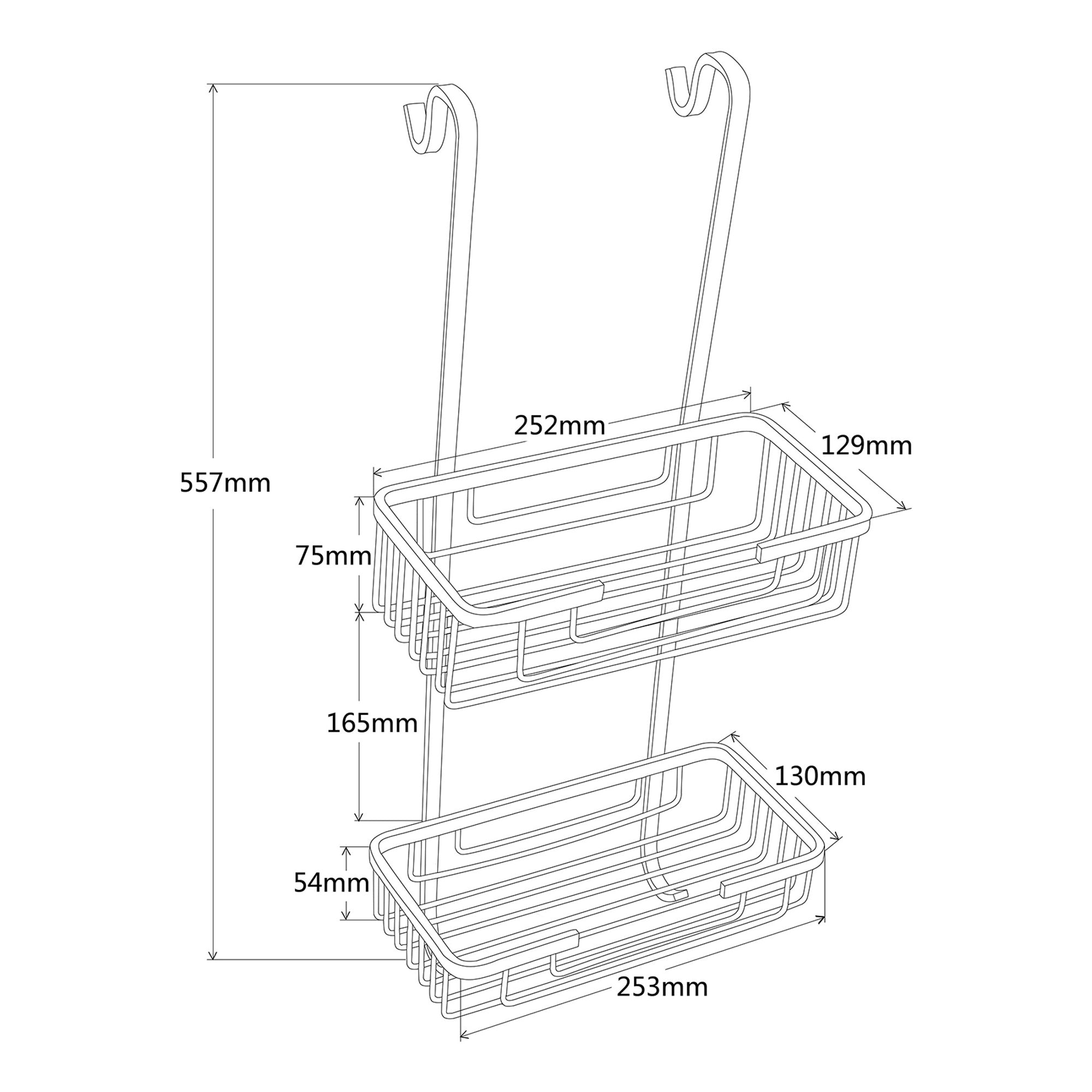 Chrome Hanging Shower Tidy - Wall Mounted Mild Steel Gloss Finish Modern Design