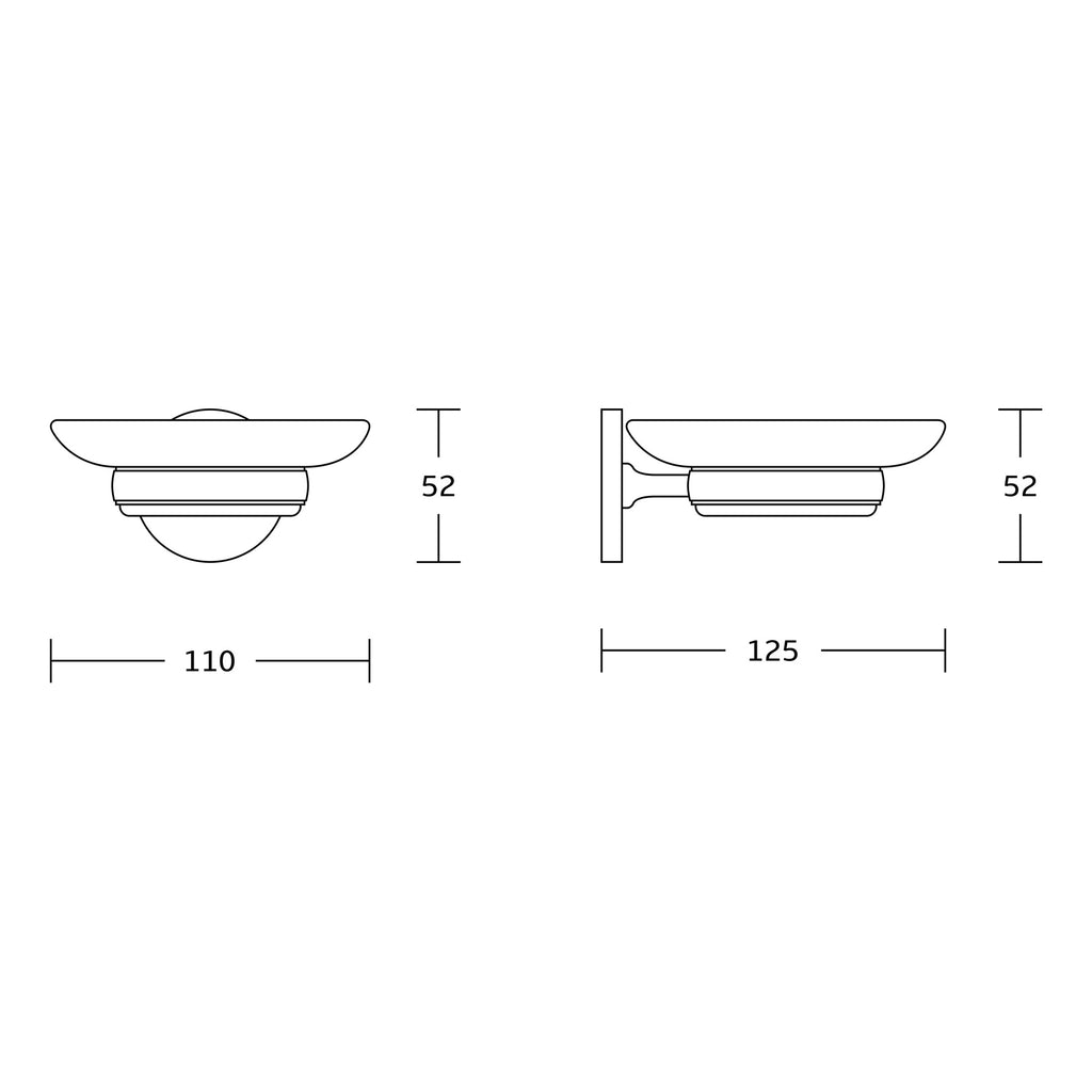 Chrome Plan Soap Dish - Wall Mounted Mild Steel Gloss Finish Modern Design