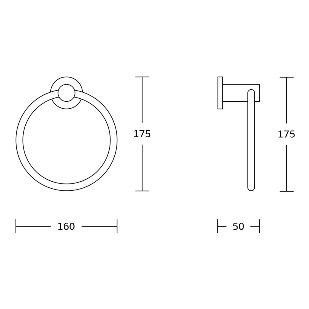 Chrome Plan Towel Ring - Wall Mounted Mild Steel Gloss Finish Modern Design