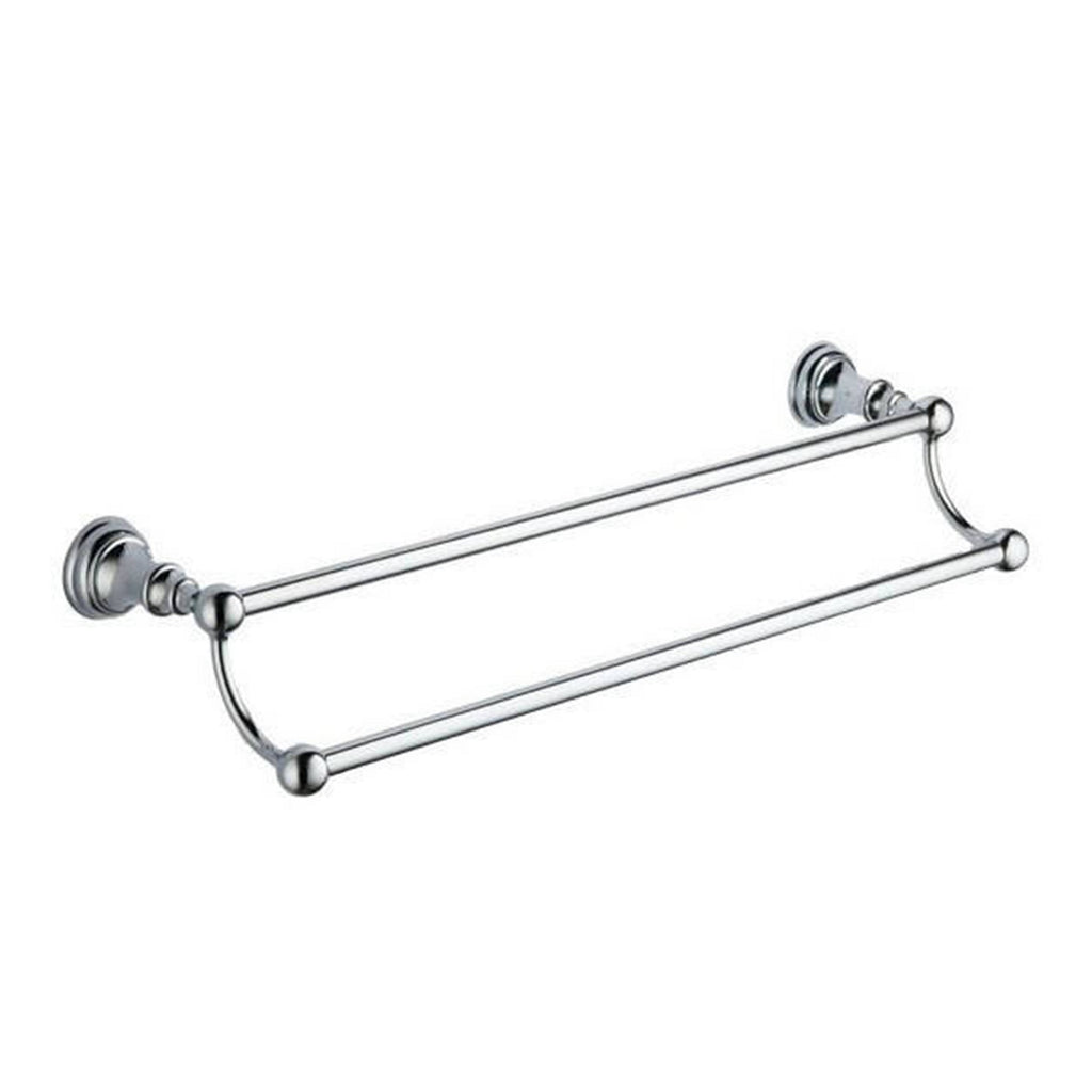 Chrome Astley Double Towel Bar - Wall Mounted Mild Steel Gloss Finish Modern Design