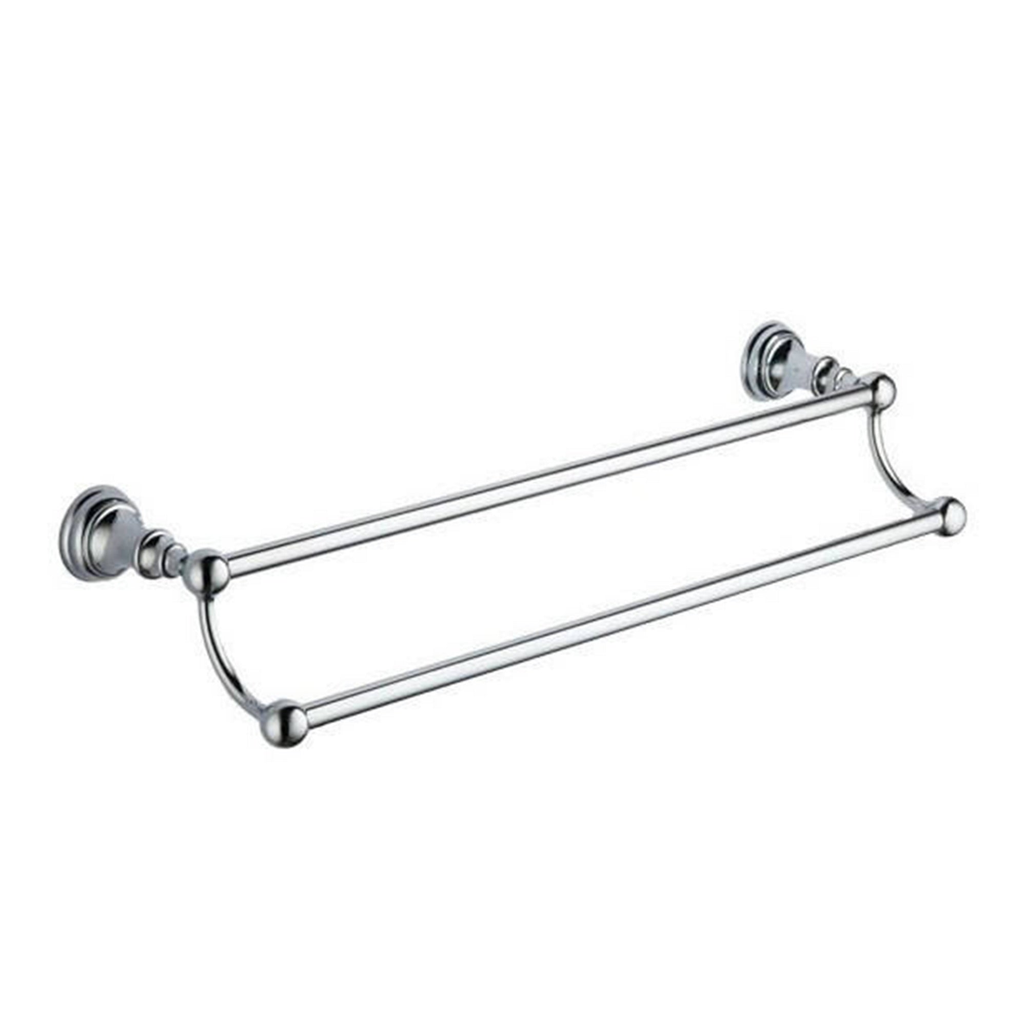 Chrome Astley Double Towel Bar - Wall Mounted Mild Steel Gloss Finish Modern Design