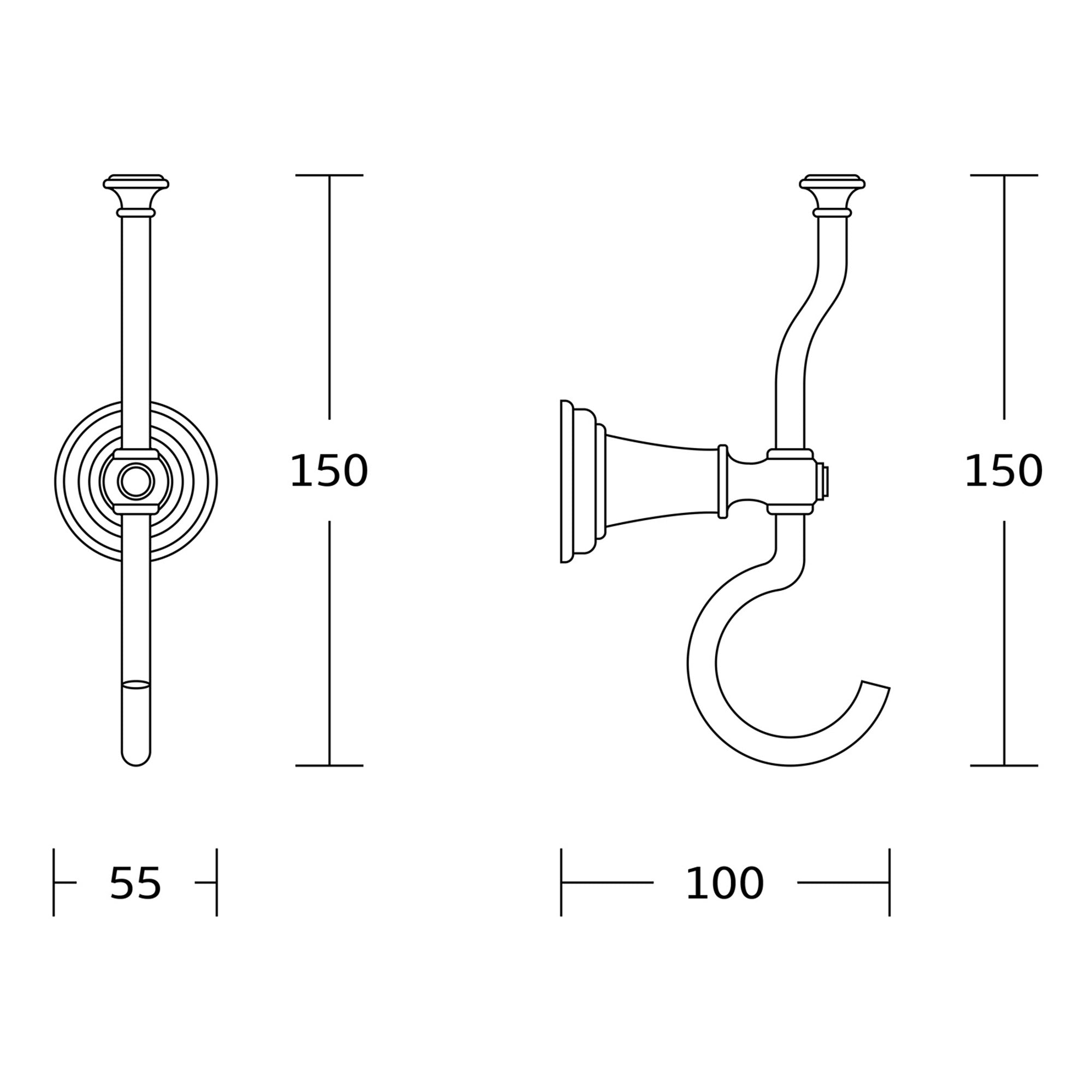 Chrome Astley Robe Hook - Wall Mounted Mild Steel Gloss Finish Modern Design