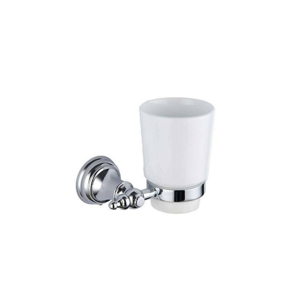 Chrome Astley Tumbler Holder - Wall Mounted Mild Steel Gloss Finish Modern Design