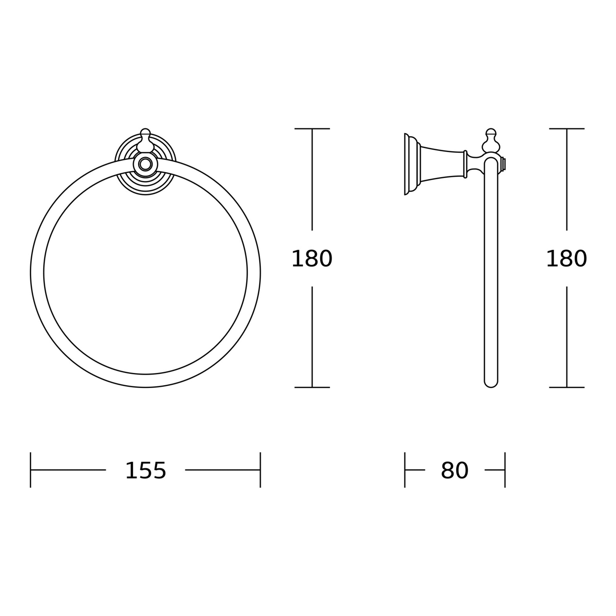 Chrome Towel Ring - Wall Mounted Modern Design Gloss Finish