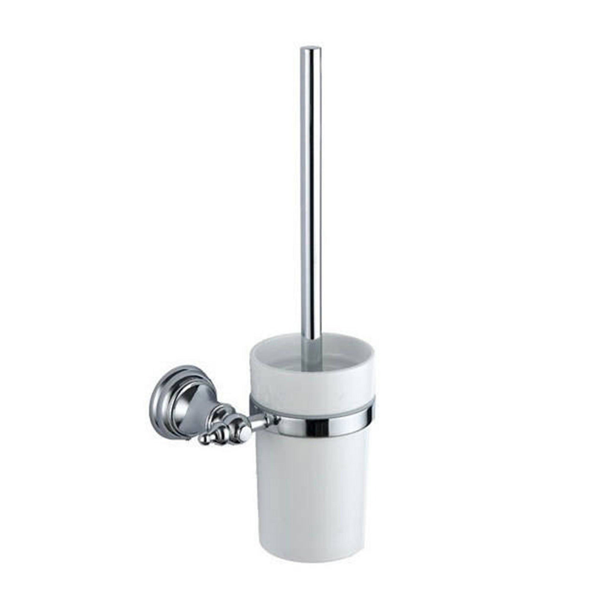 Chrome Toilet Brush & Holder - Wall Mounted Gloss Finish Modern Design