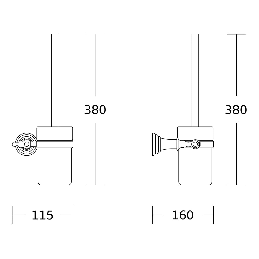 Chrome Toilet Brush & Holder - Wall Mounted Gloss Finish Modern Design
