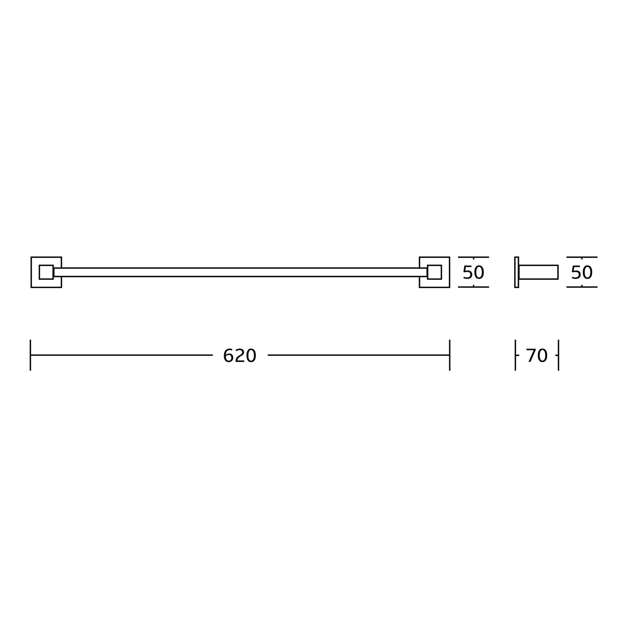 Chrome Single Towel Bar - Wall Mounted Gloss Finish Modern Design