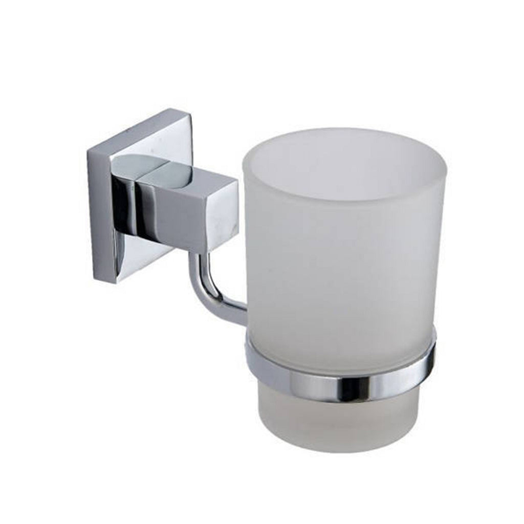 Chrome Tumbler & Holder - Wall Mounted Gloss Finish Modern Style