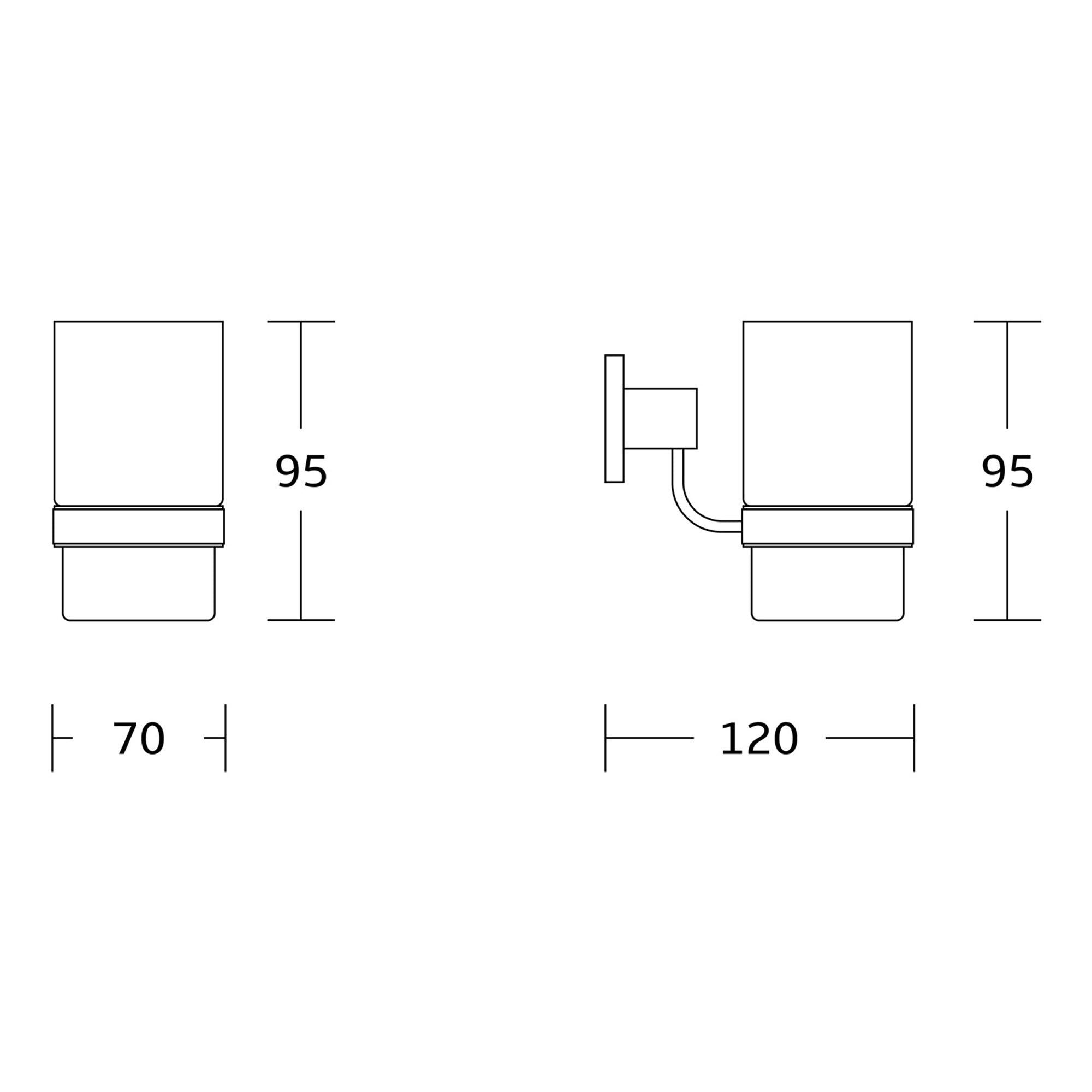 Chrome Tumbler & Holder - Wall Mounted Gloss Finish Modern Style