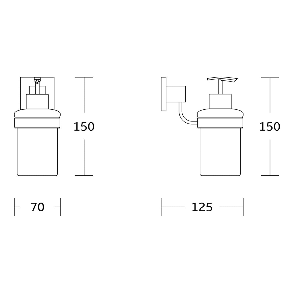 Chrome Soap Dispenser & Holder - Modern Wall Mounted Design Gloss Finish