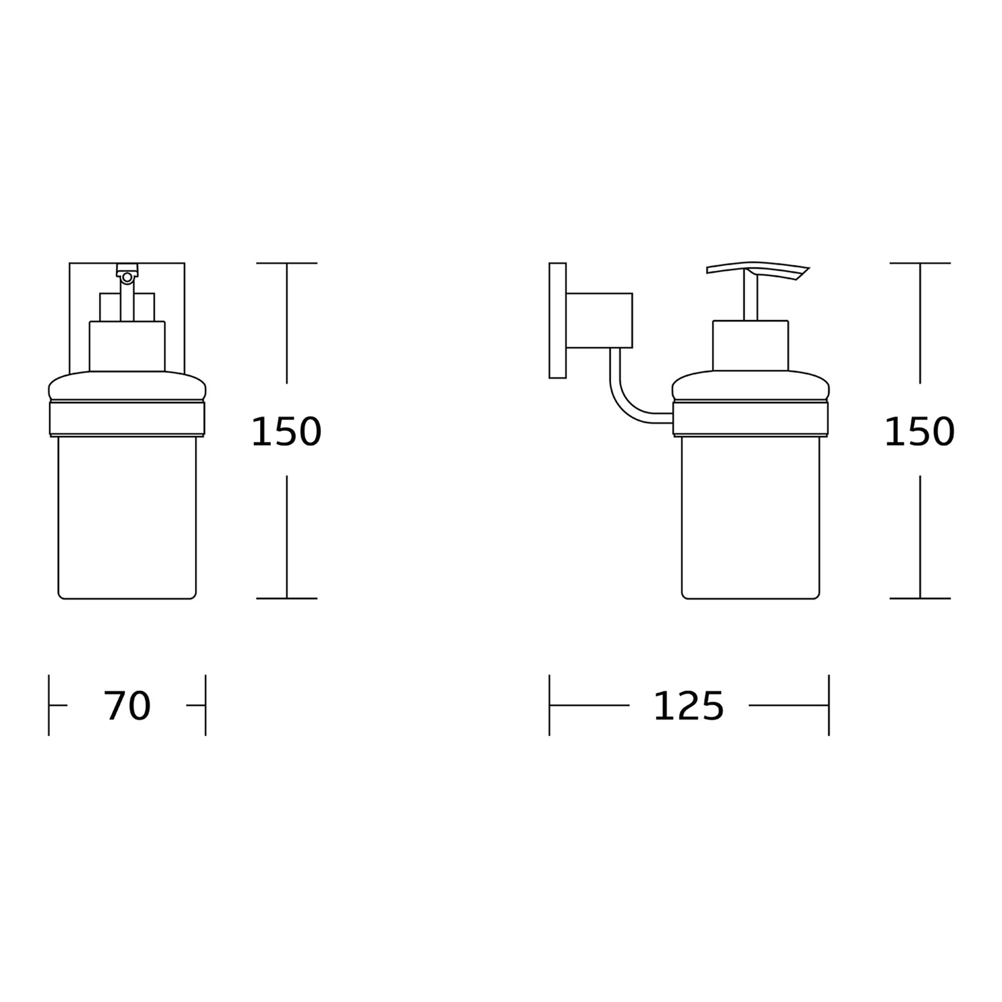 Chrome Soap Dispenser & Holder - Modern Wall Mounted Design Gloss Finish