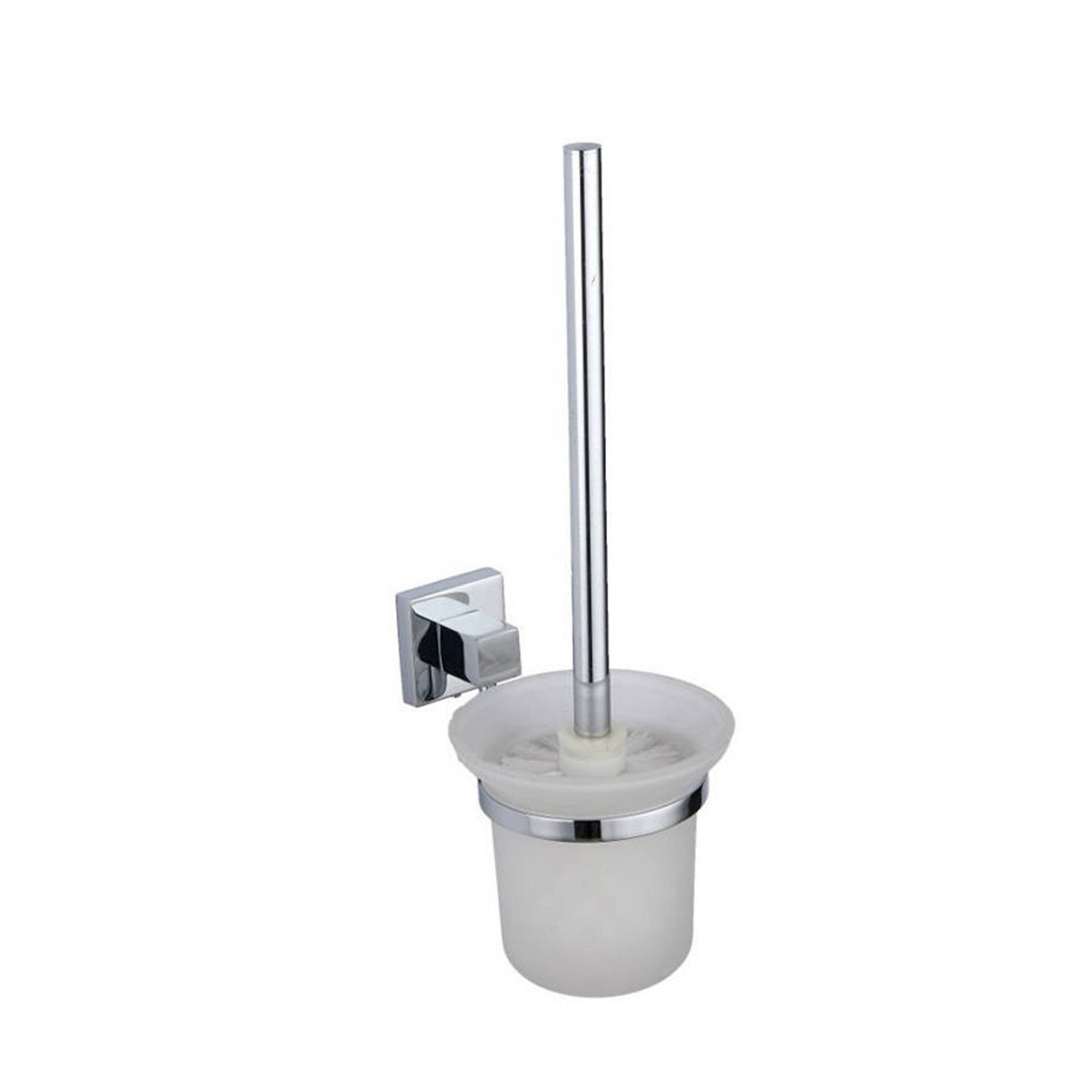 Chrome Toilet Brush & Holder - Modern Wall Mounted Gloss Finsh