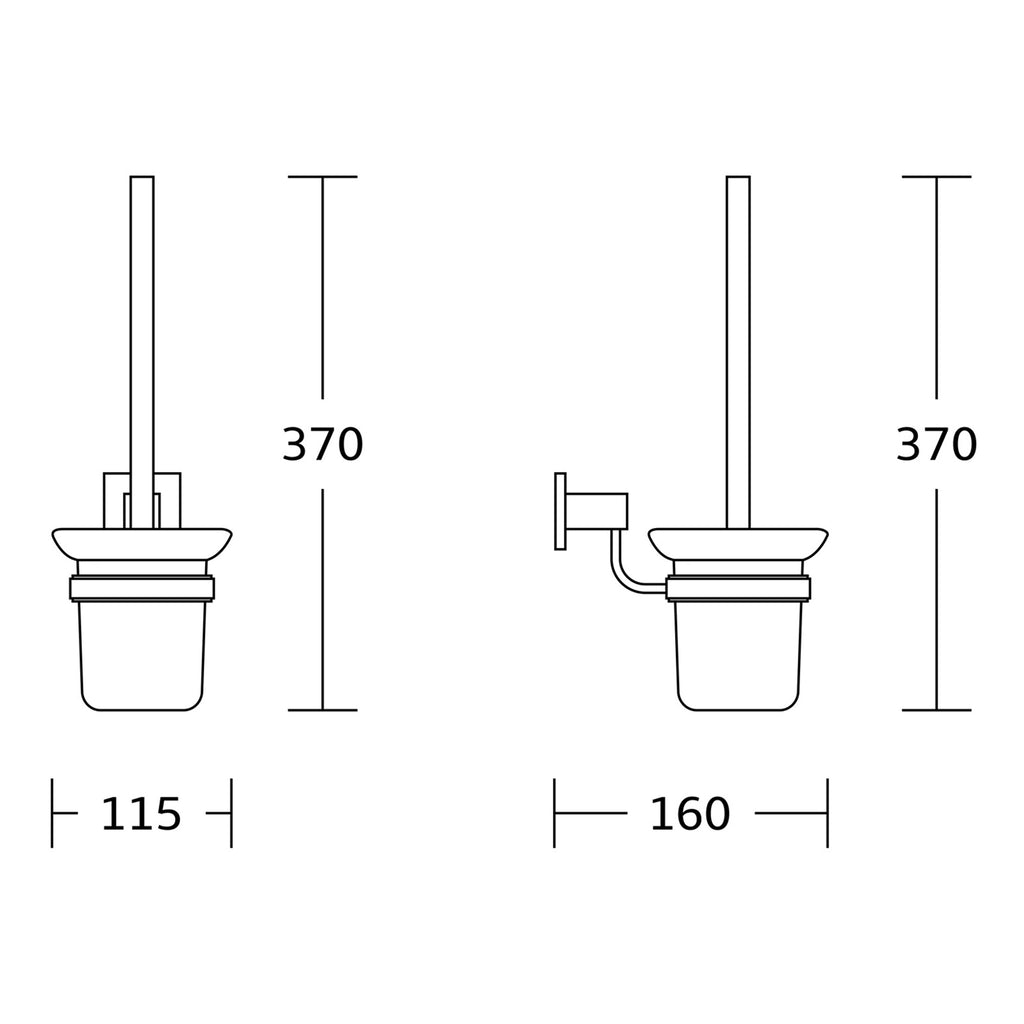 Chrome Toilet Brush & Holder - Modern Wall Mounted Gloss Finsh