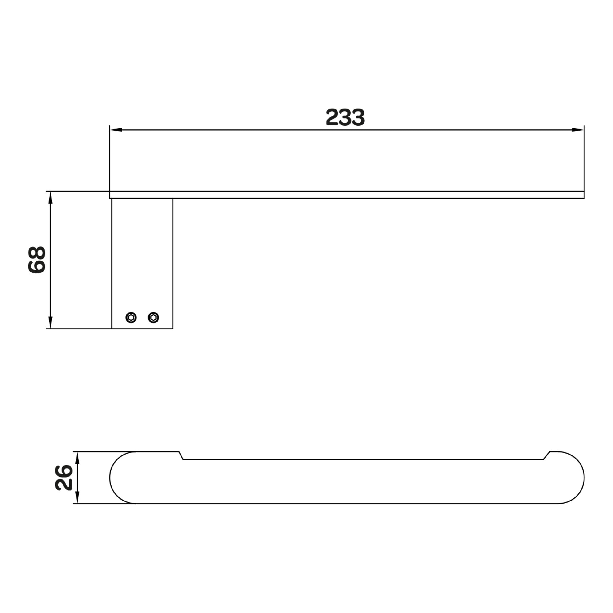 Brushed Brass Towel Rail - Wall Mounted 230mm Modern Design