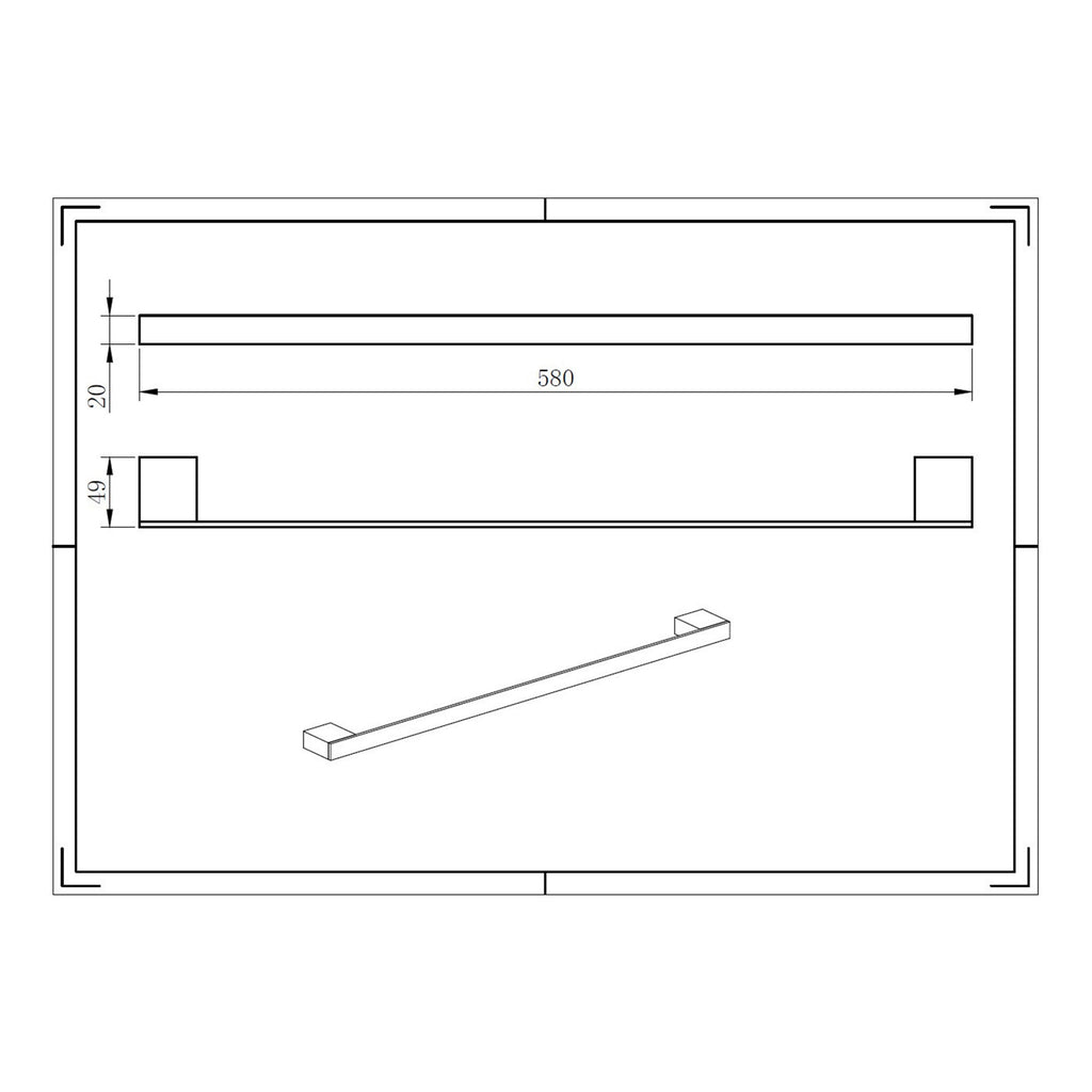 Premium Chrome Towel Bar - Contemporary Bathroom Wall Mounted