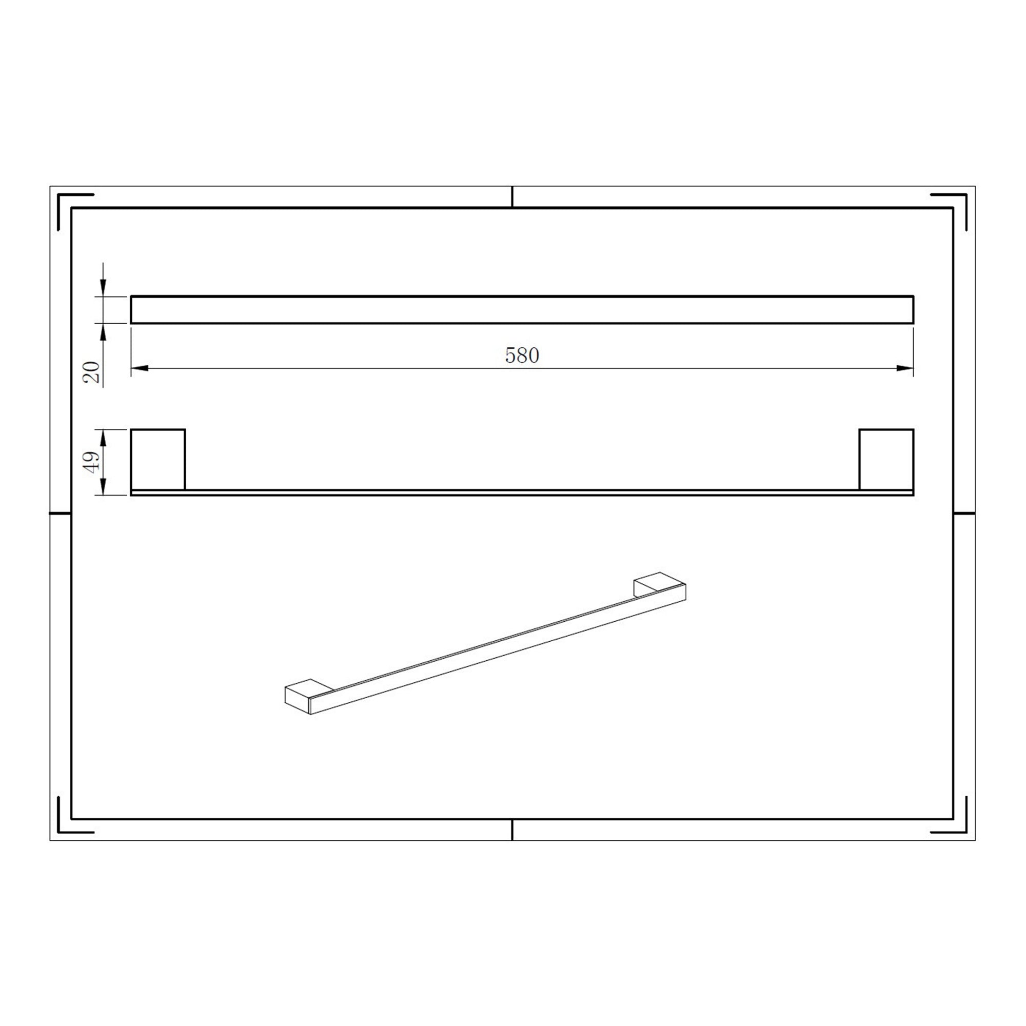Premium Chrome Towel Bar - Contemporary Bathroom Wall Mounted