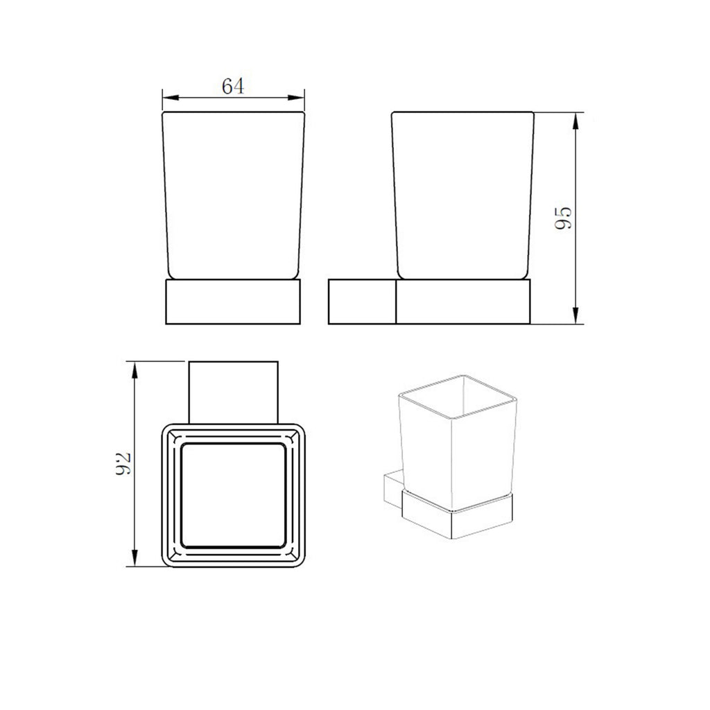 Matt Black Tumbler Holder - Wall Mounted Modern Design