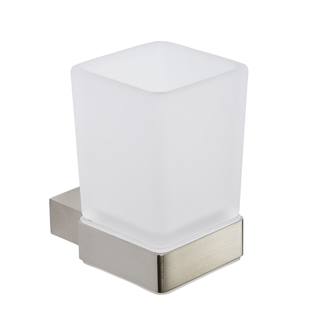 Premium Brushed Nickel Tumbler Holder - Wall Mounted Bathroom Cup Holder