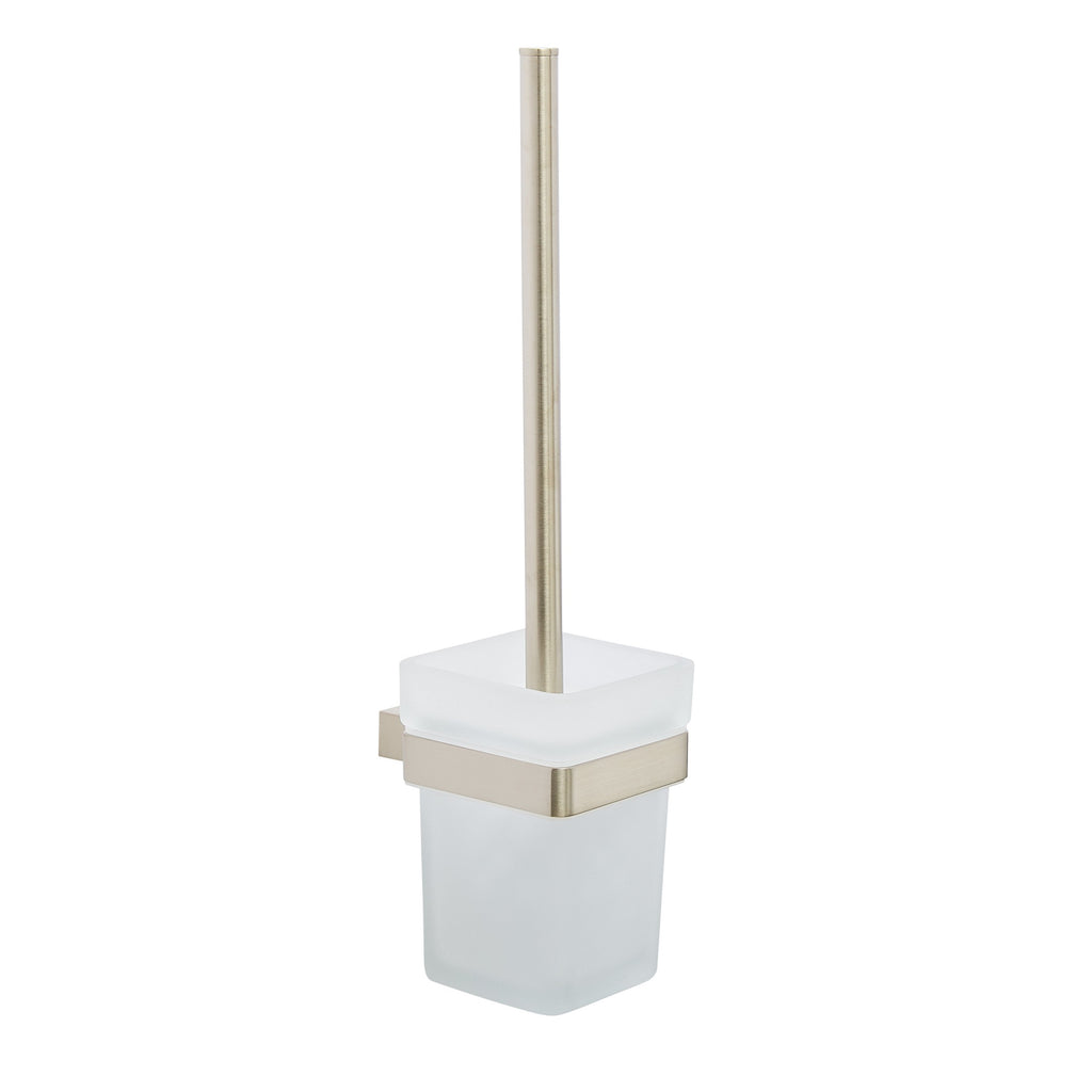 Brushed Nickel Toilet Brush Set - Modern Bathroom Cleaning Essential