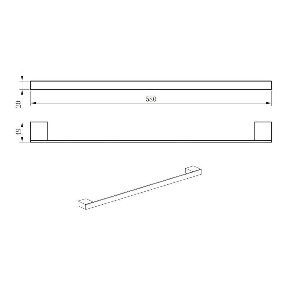 Brushed Brass Towel Bar - Contemporary Wall-Mounted Bathroom Accessory
