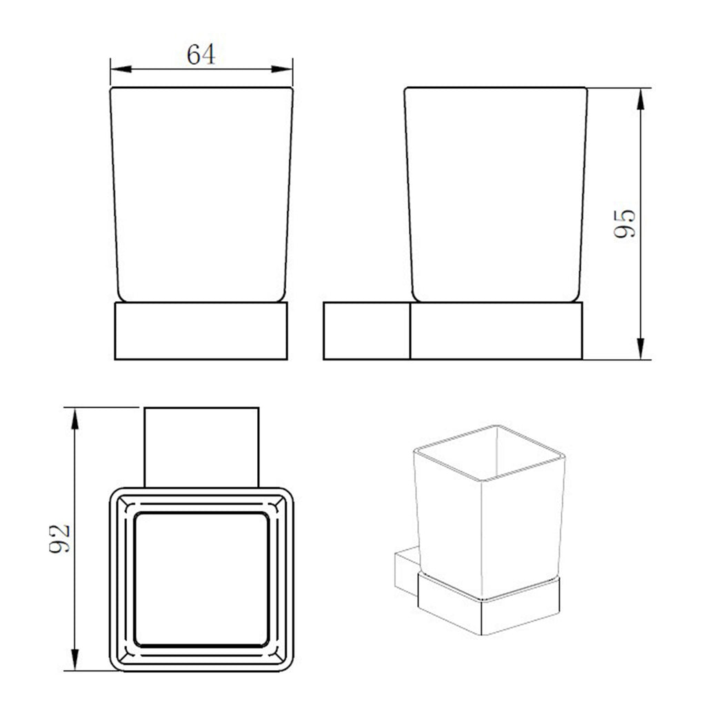 Brushed Brass Tumbler Holder - Wall-Mounted Bathroom Glass & Holder