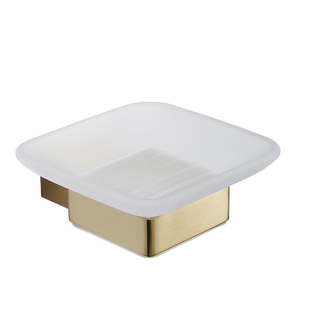 Brushed Brass Soap Dish Holder - Wall-Mounted Bathroom Accessory