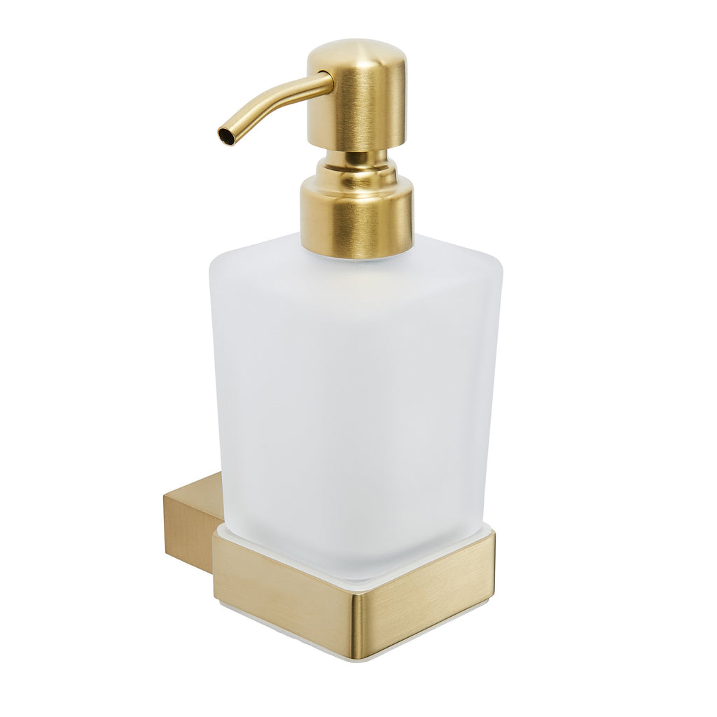 Brushed Brass Soap Dispenser - Wall-Mounted Modern Bathroom Accessory