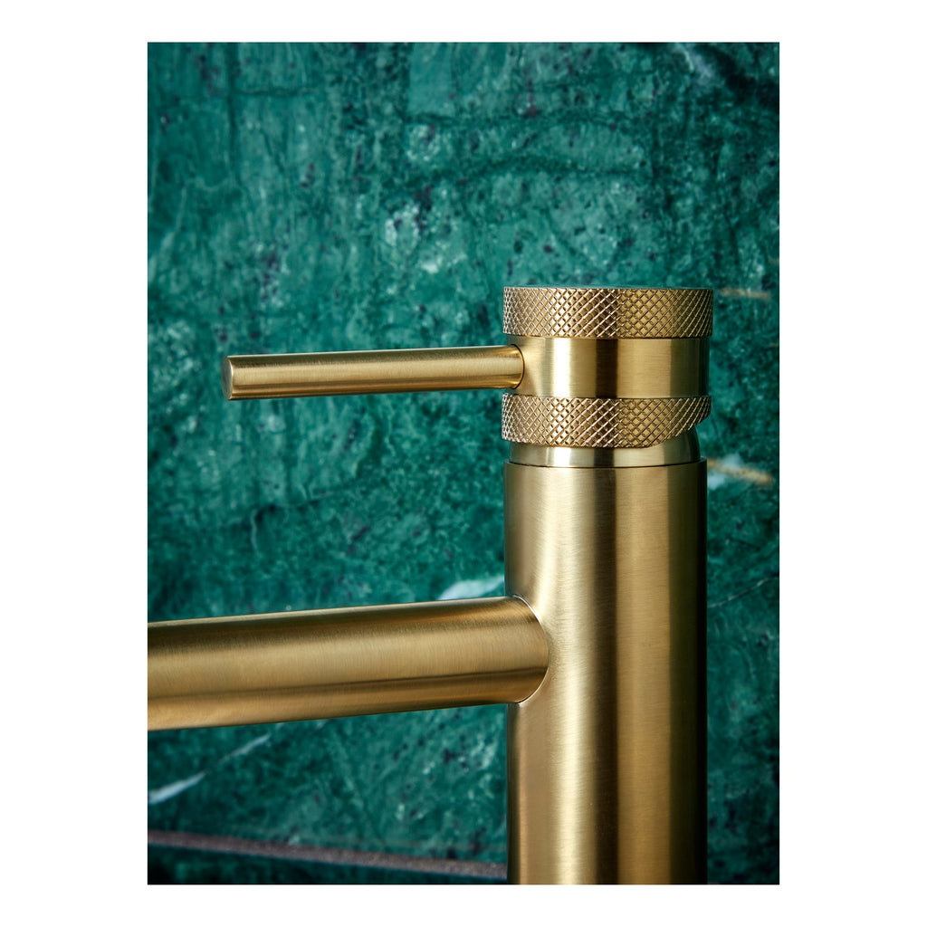 Brushed Brass Tall Basin Tap  Single Lever Mixer Modern Premium