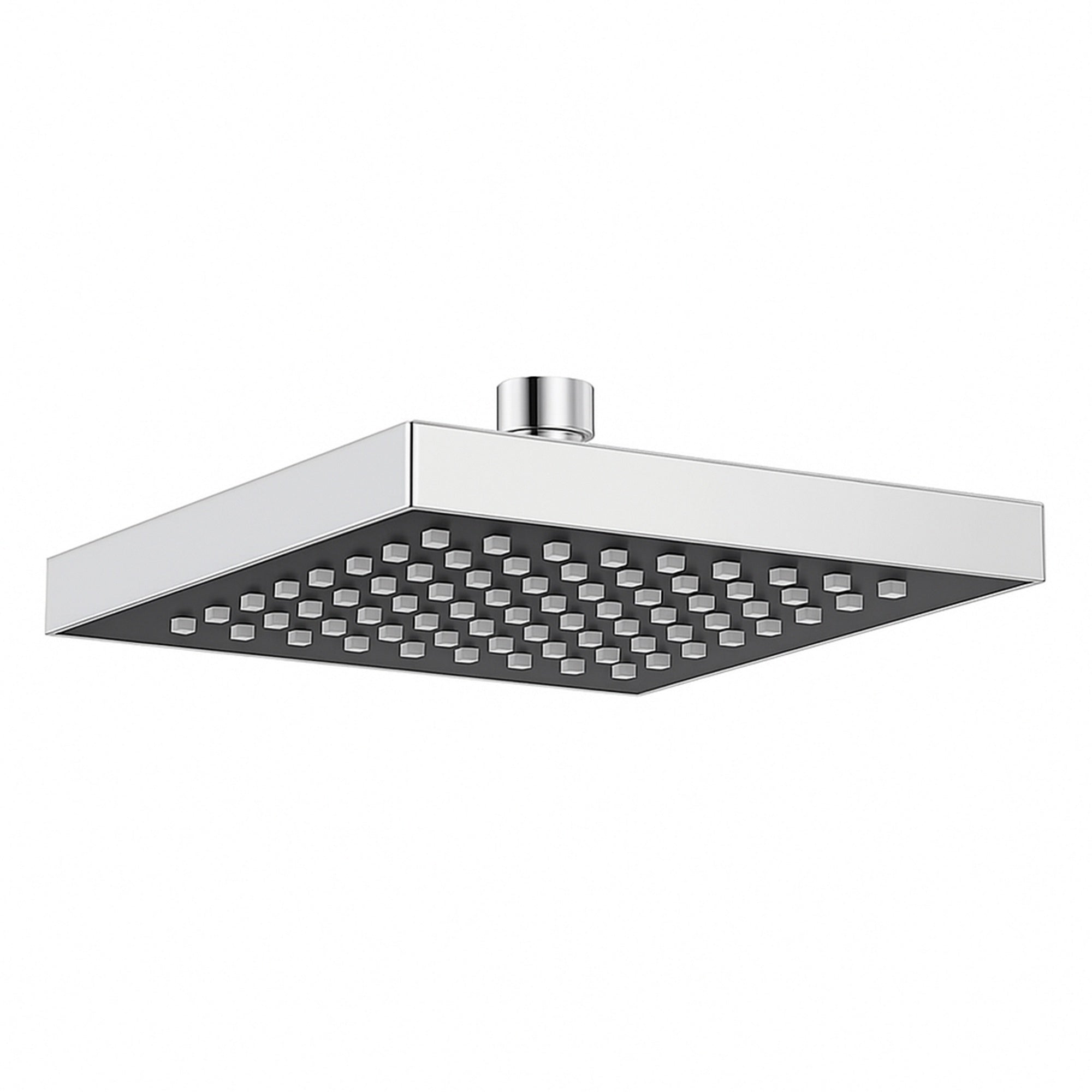 Shower Head Square Chrome 200mm with Swivel Joint - Rainfall Design Easy-Clean Nozzles