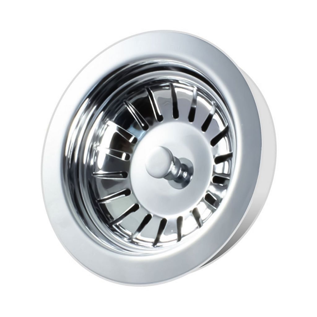 Chrome Kitchen Basket Strainer Waste & Plug Suitable for Ceramic Sinks