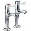 Chrome Lever Kitchen Sink Pillar Taps - Pair
