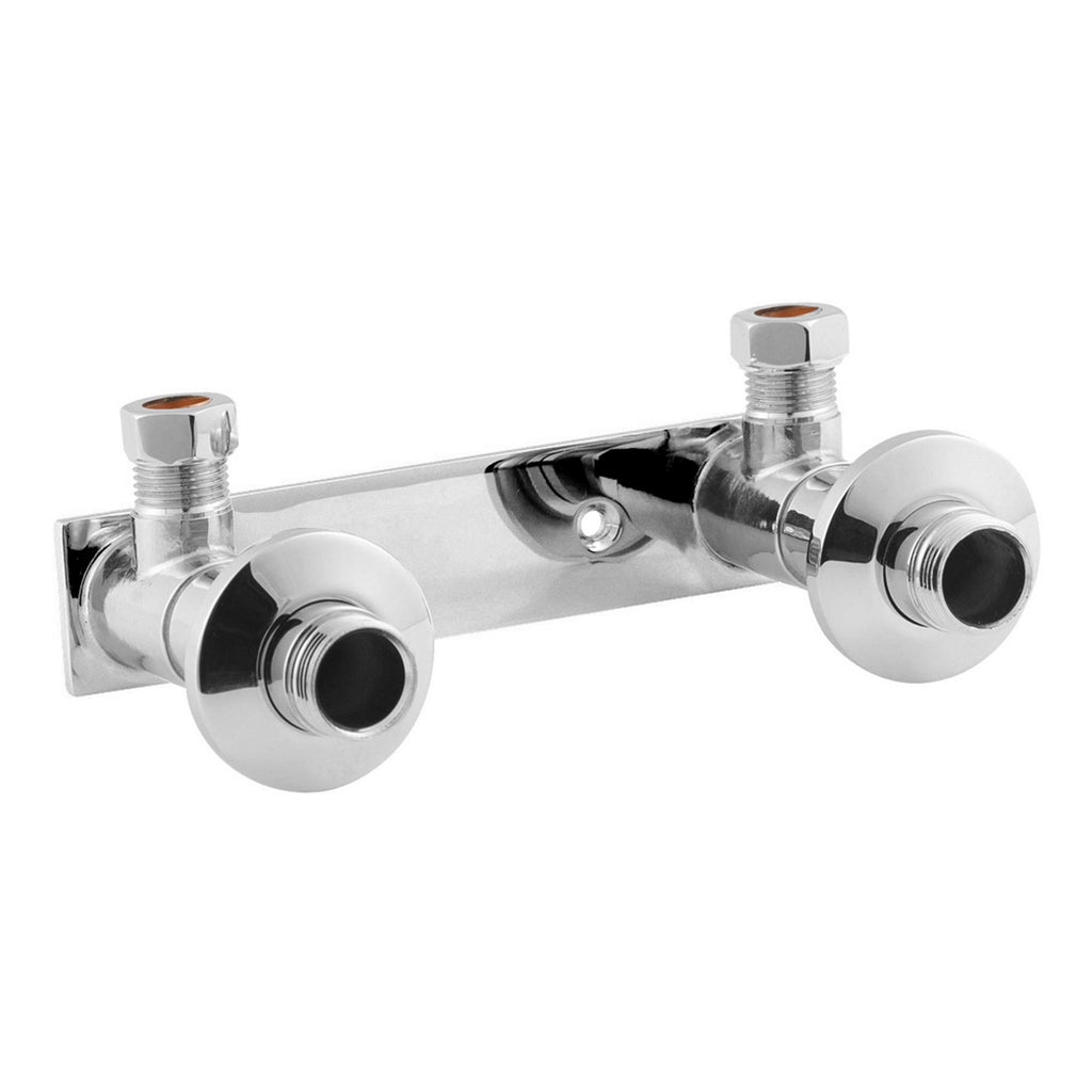 Wall Mounting Bracket for Thermostatic Bar Valves - 150mm Centres Brass with Chrome Finish