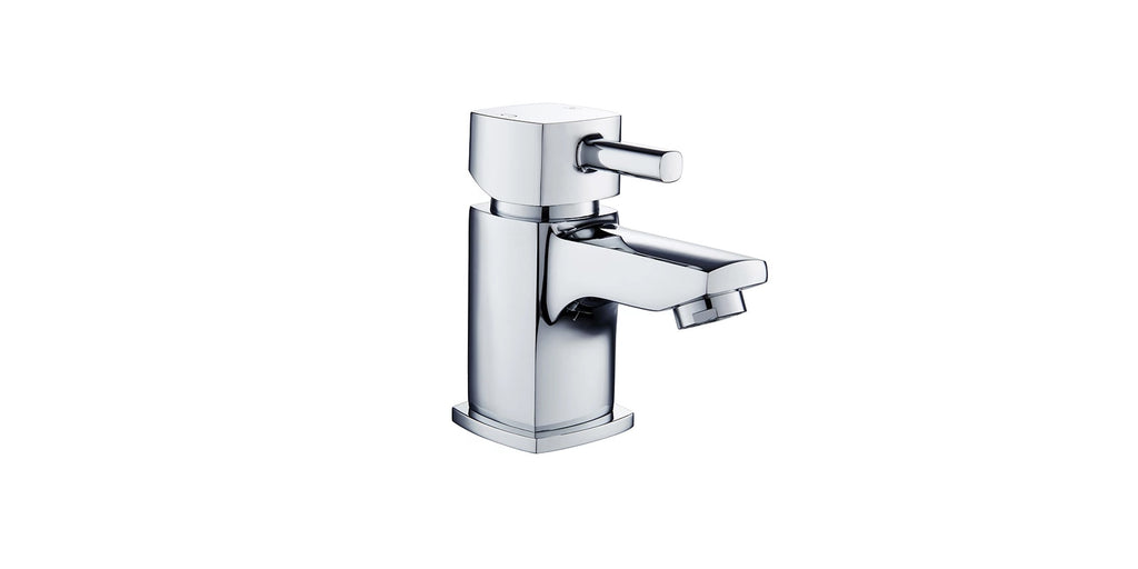 Chrome Square Basin Tap Single Lever Mono Mixer Faucet - Solid Brass Deck Mounted