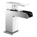 Modern Chrome Square Waterfall Basin Tap Mono Mixer Faucet - Solid Brass Deck Mounted