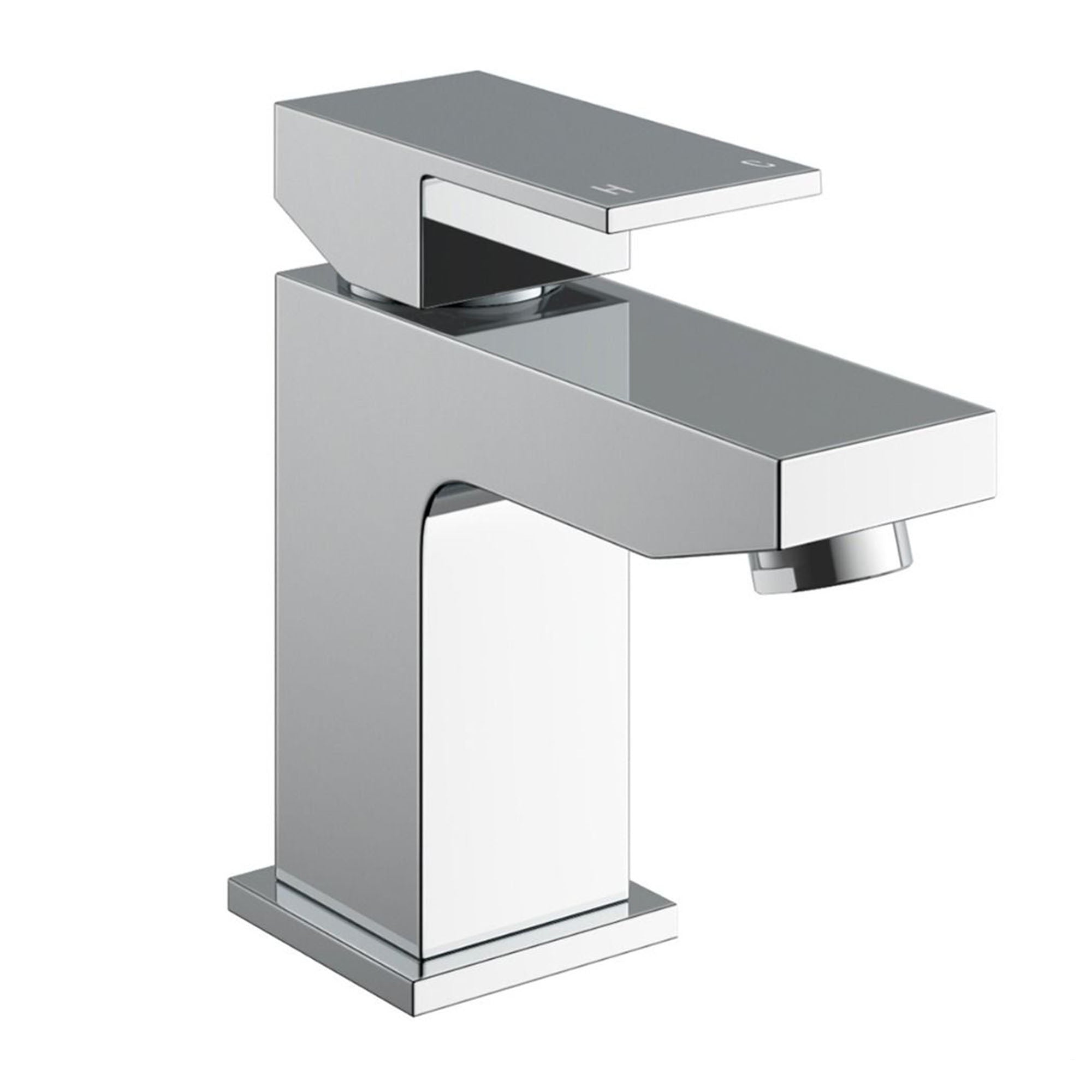 Modern Chrome Square Basin Tap Mono Mixer Faucet - Solid Brass Deck Mounted
