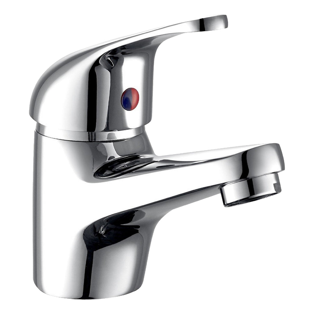 Modern Chrome Single Lever Basin Mixer Tap with Flexi Hoses - Solid Bass Deck Mounted