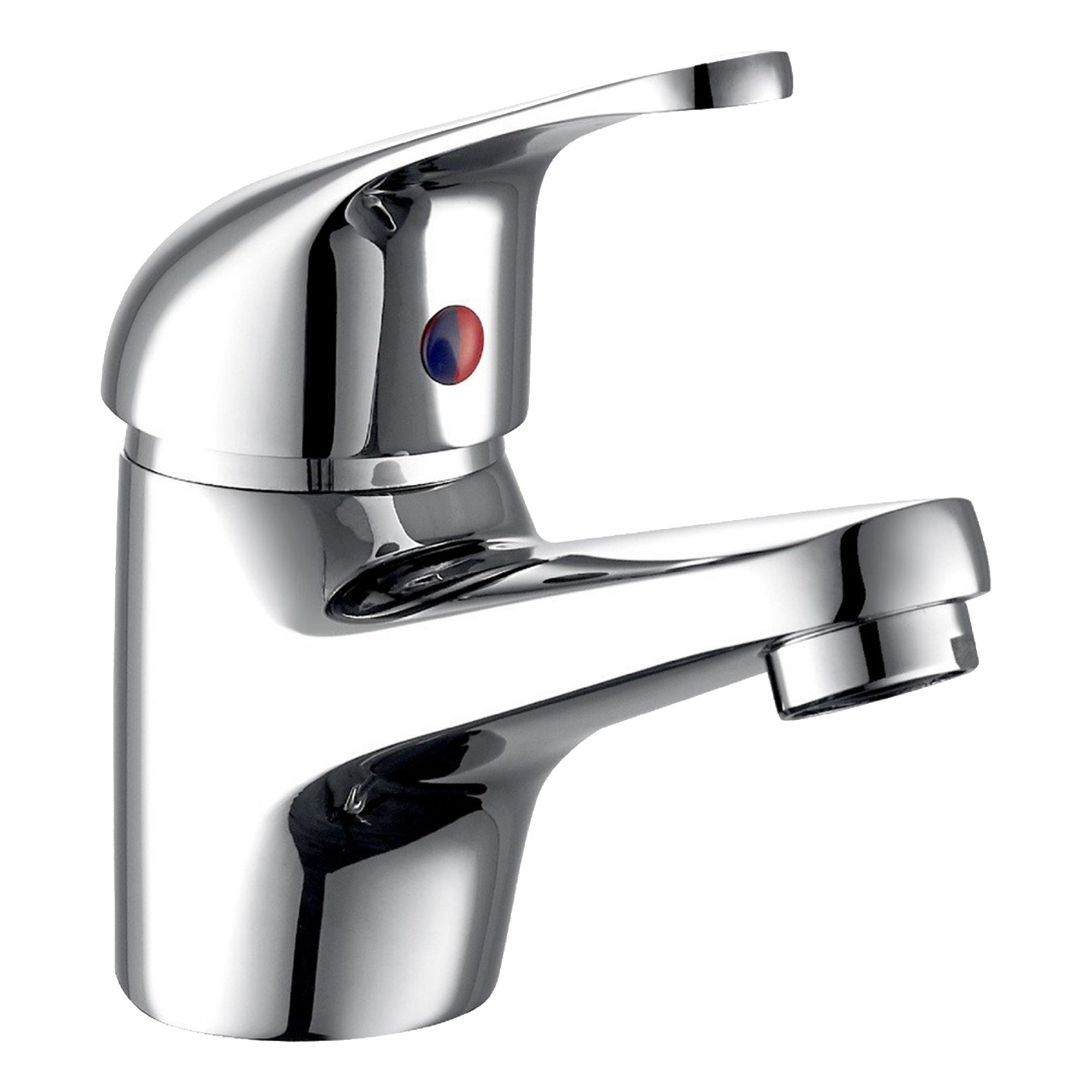 Modern Chrome Single Lever Basin Mixer Tap with Flexi Hoses - Solid Bass Deck Mounted