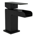 Matt Black Square Waterfall Basin Mixer Tap - Solid Brass Deck Mounted