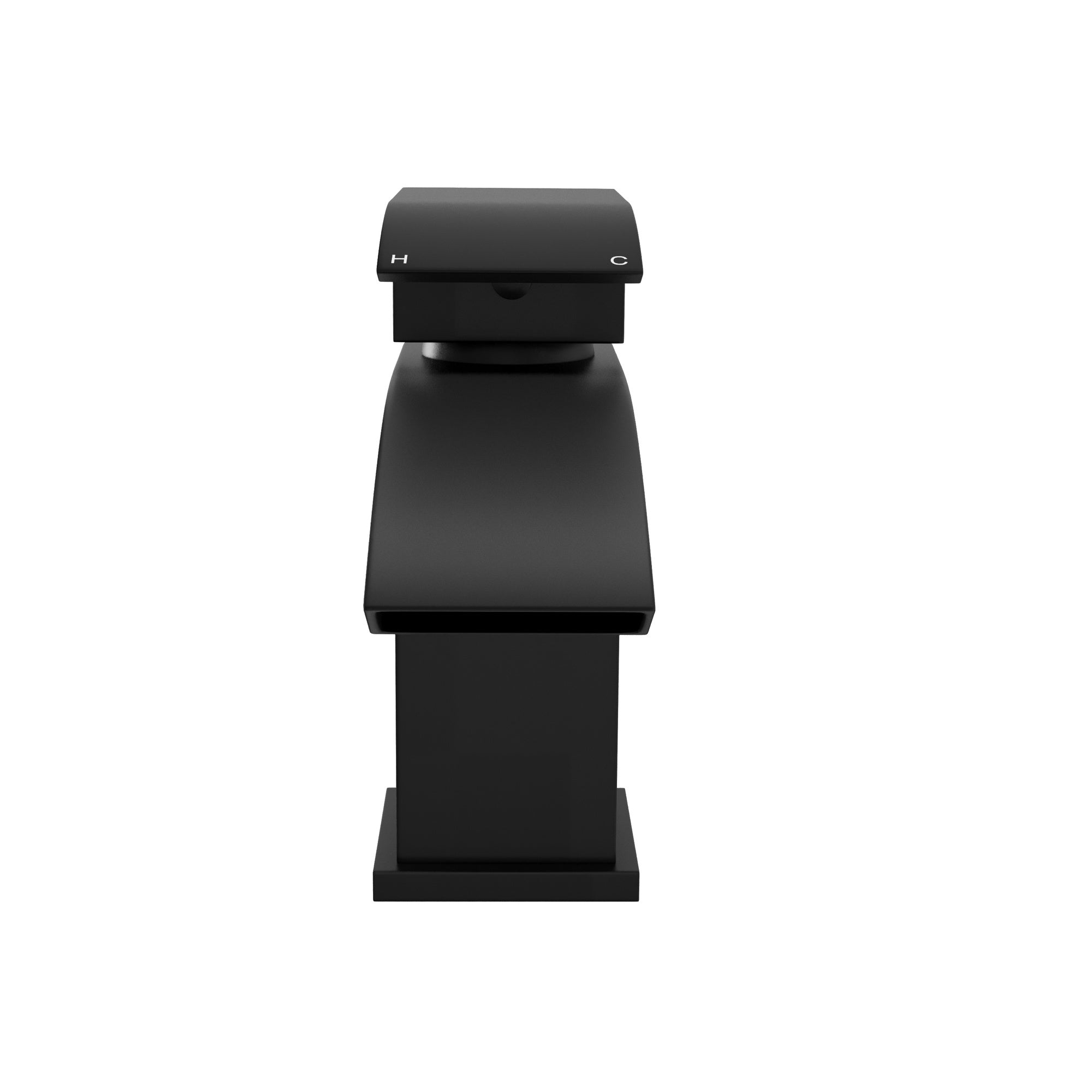 Modern Matt Black Square Waterfall Basin Tap Mono Mixer Faucet - Solid Brass Deck Mounted