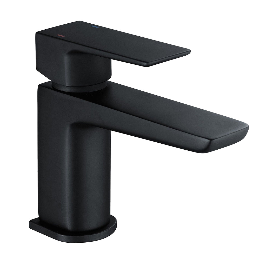 Modern Matt Black Square Basin Mono Mixer Tap - Solid Brass Deck Mounted