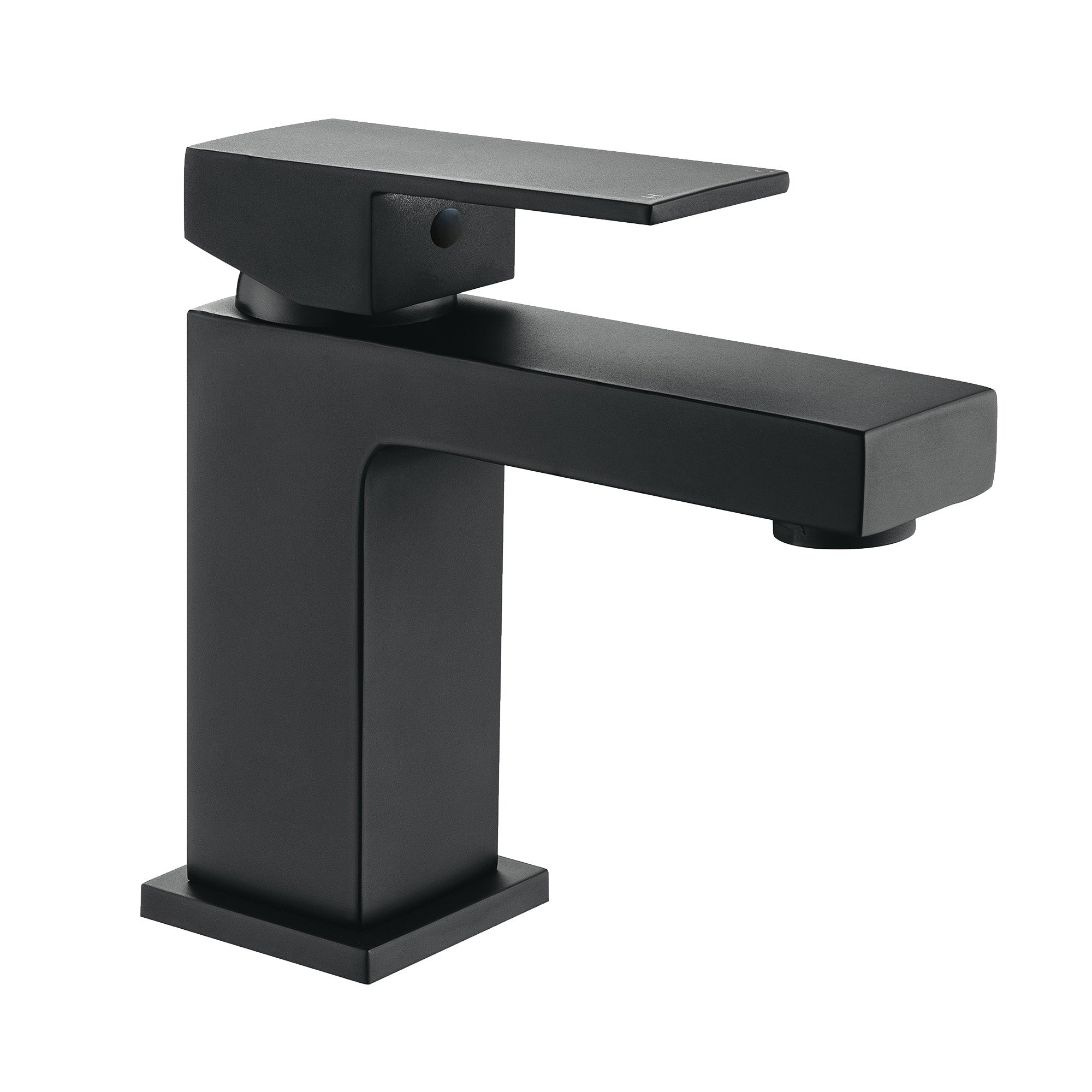 Modern Matt Black Square Bathroom Basin Sink Mono Mixer Tap - Solid Brass Deck Mounted