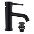 Modern Round Matt Black Peg Bathroom Single Lever Basin Sink Tap with Unslotted Waste