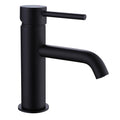 Modern Round Matt Black Peg Bathroom Single Lever Basin Sink Tap - Solid Brass Deck Mounted
