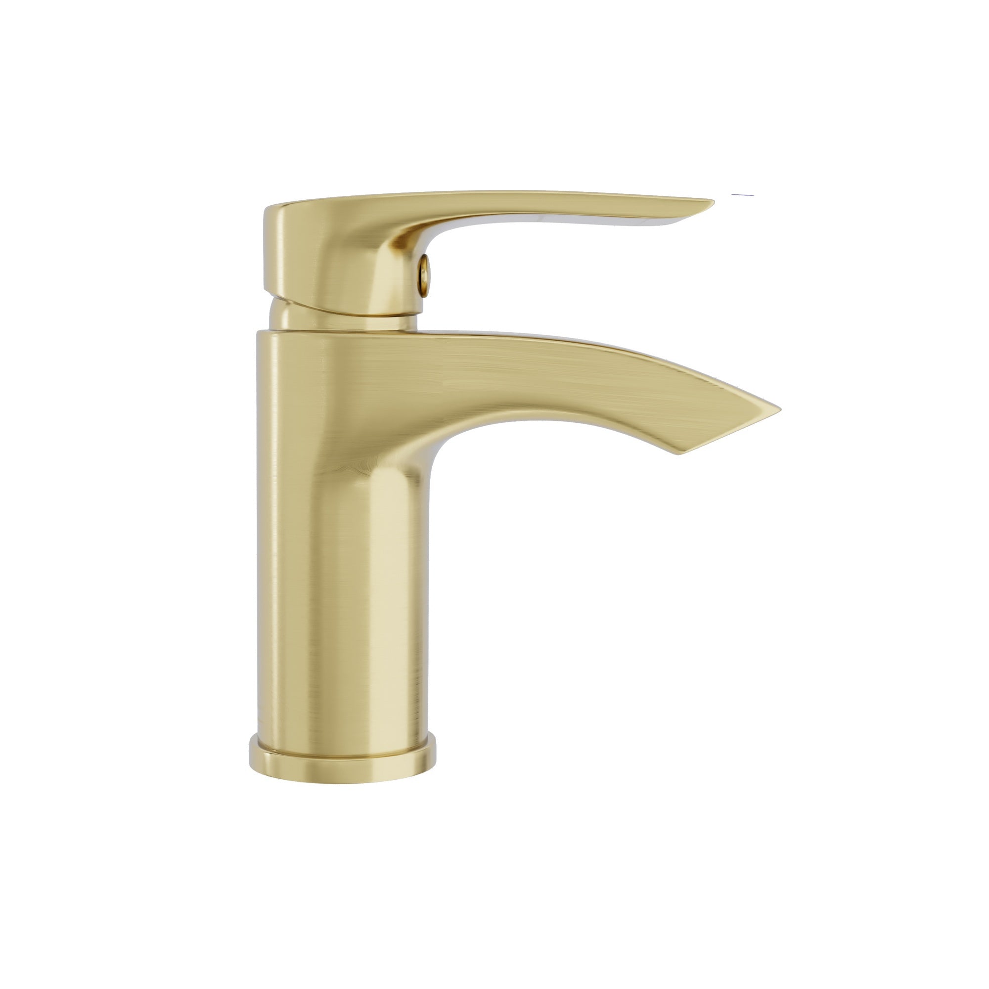 Modern Brushed Brass Sleek Waterfall Basin Sink Mixer Tap - Solid Brass Deck Mounted