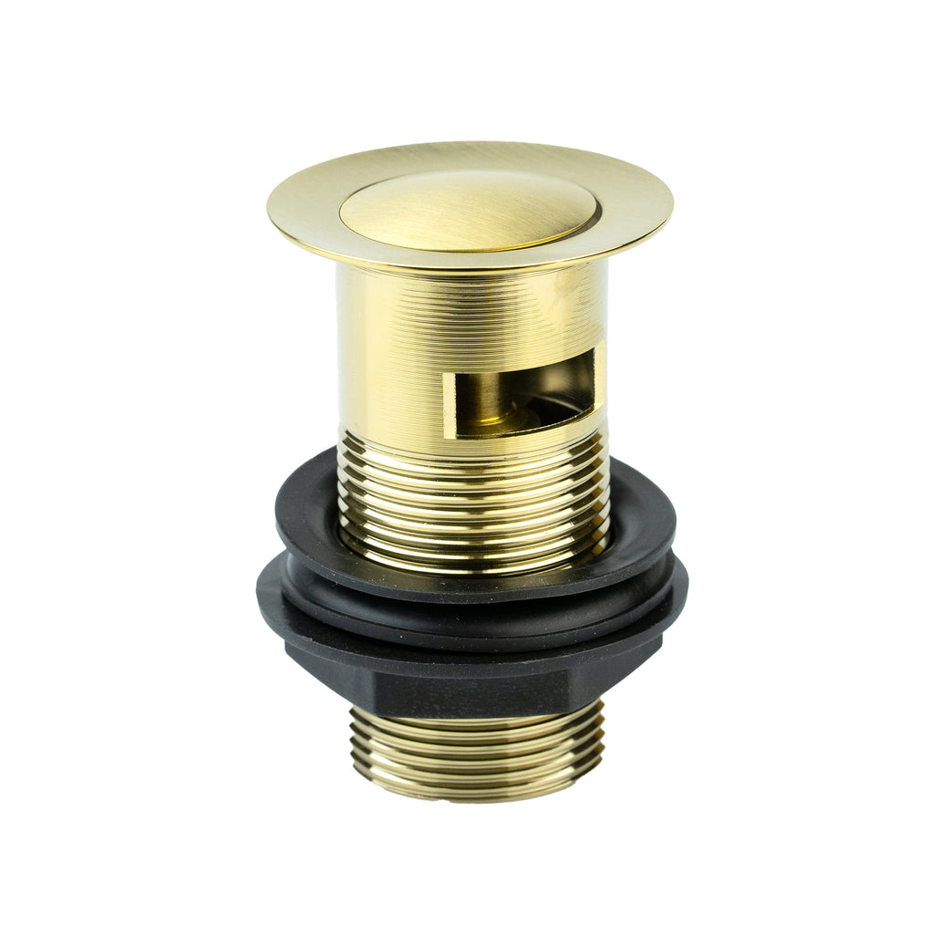 Modern Curve Brushed Brass Basin Tall Mono Mixer Tap With Click Clack Slotted Waste