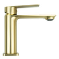 Modern Brushed Brass Blade Basin Mono Mixer Tap - Solid Brass Deck Mounted