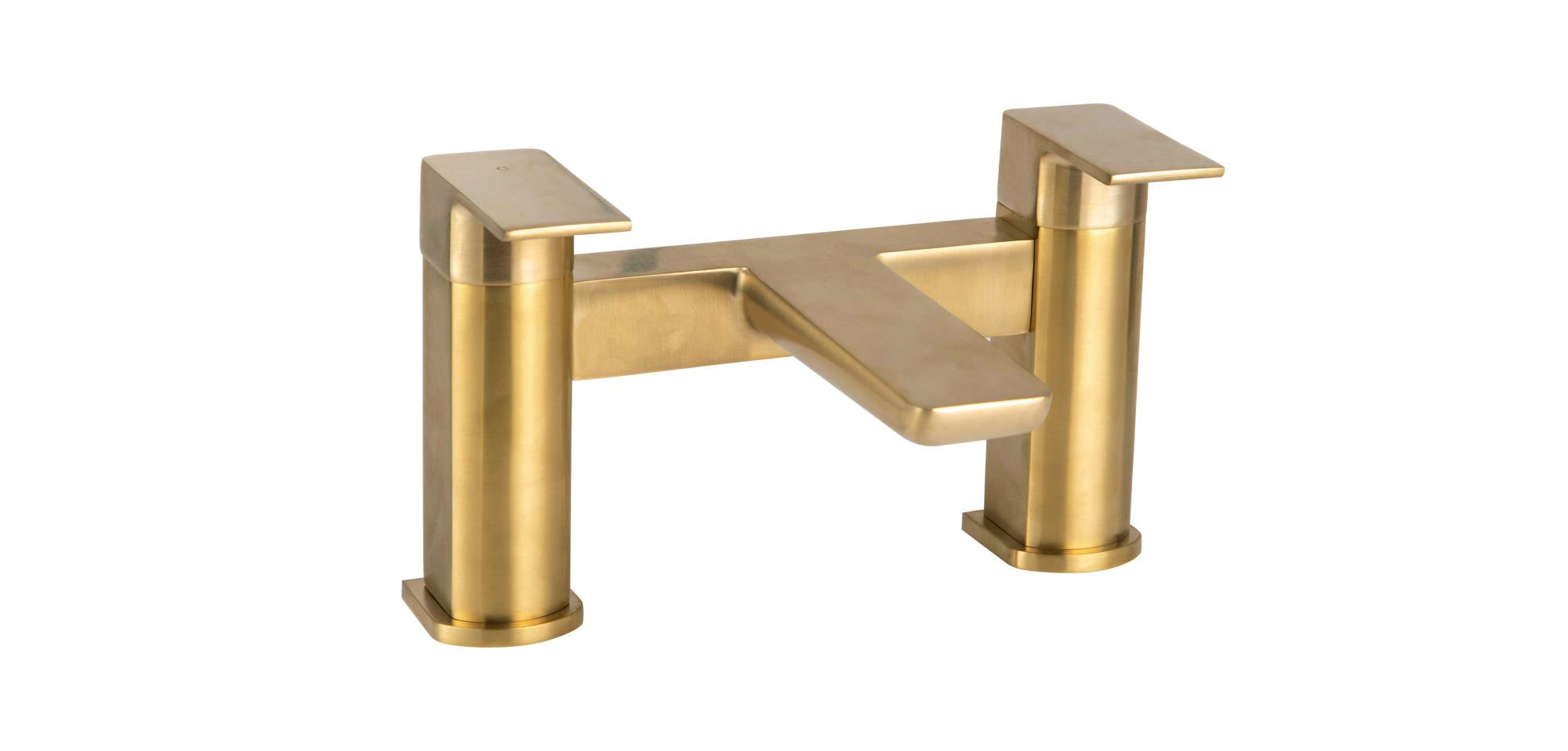 Brushed Brass Curve Modern Bath Filler Mixer Tap with Bath Waste - Bath Mounted