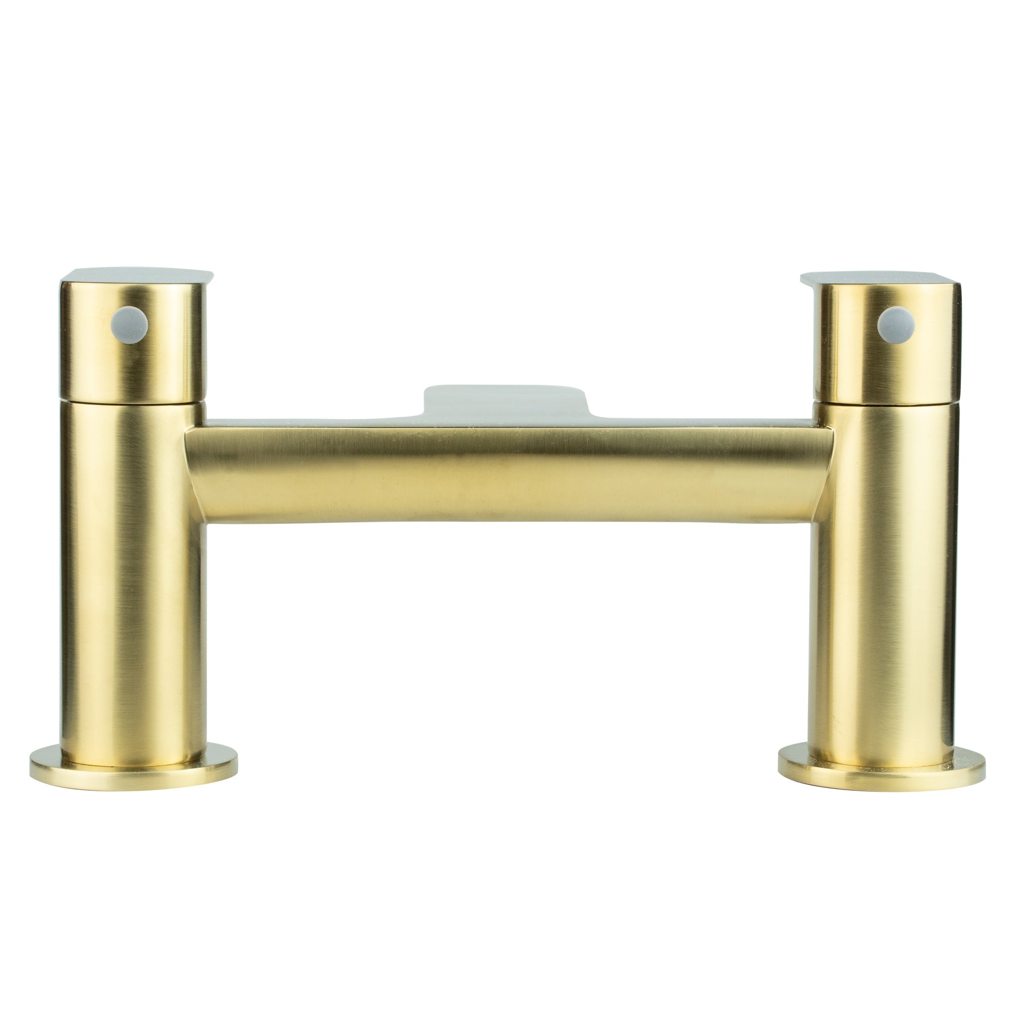 Luxury Brushed Brass Bath Filler Tap Dual Lever with Bath Waste - Bath Mounted