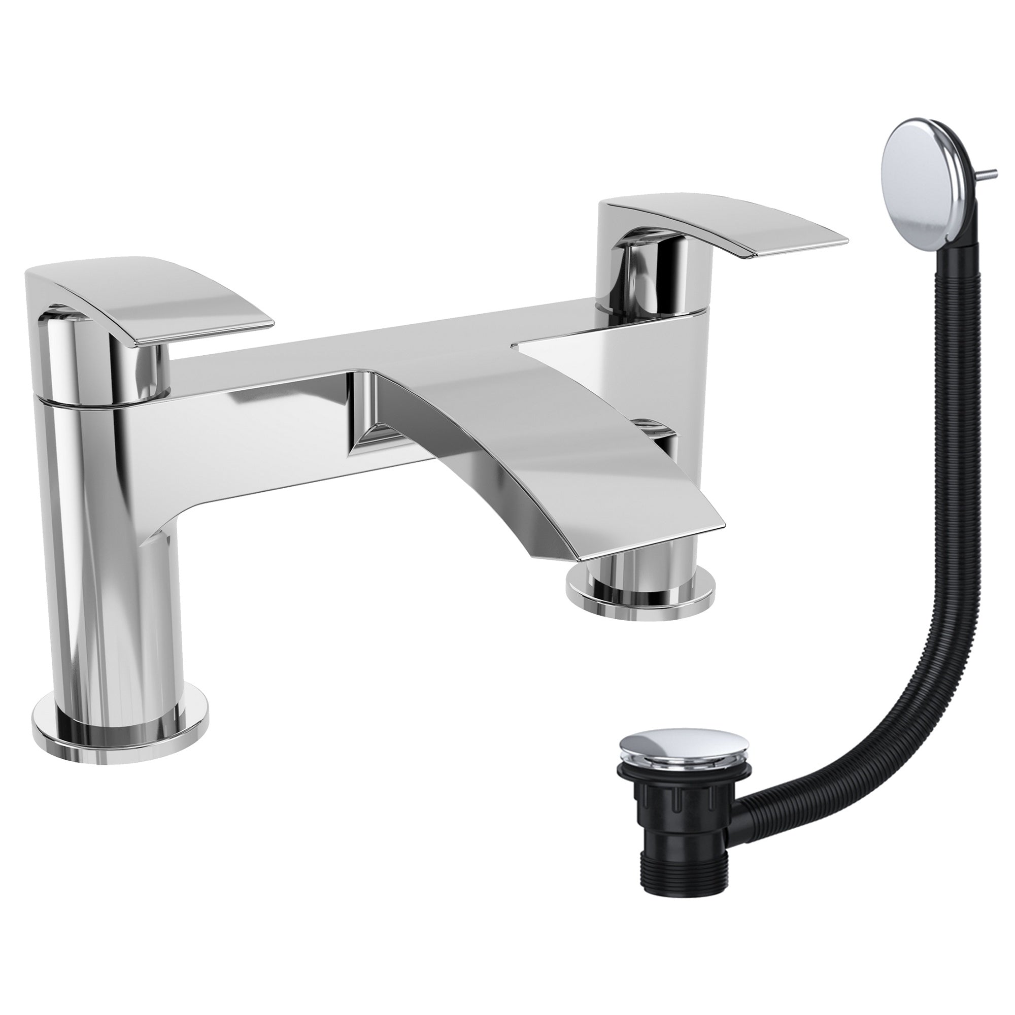 Modern Chrome Waterfall Bath Filler Mixer Tap - Solid Brass Bath Mounted