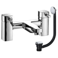 Chrome Square Bath Filler Mixer Tap with Matching Chrome Waste - Bath Mounted